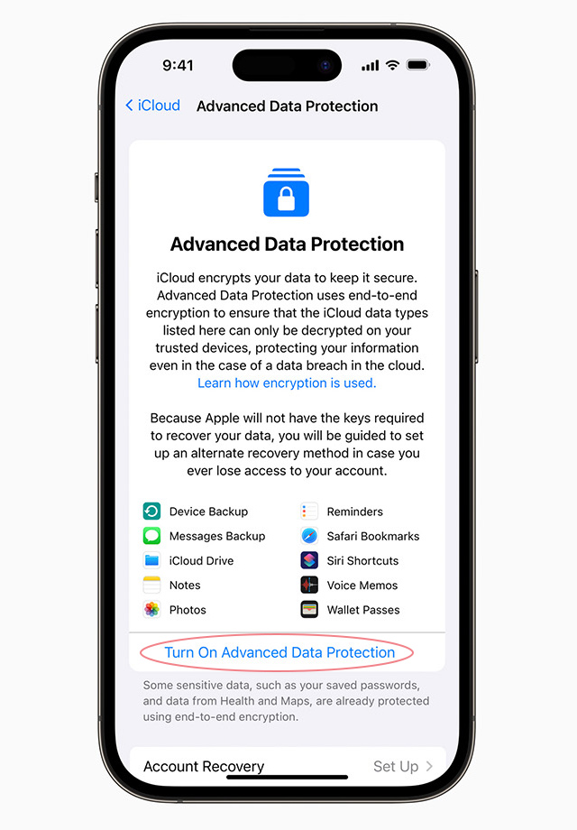 Turn On Advanced Data Protection